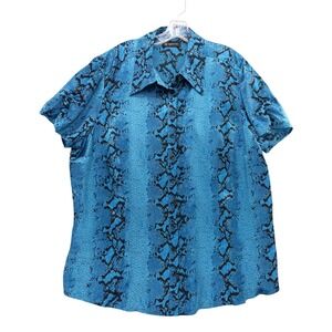 INC International‎ Concepts Woman 100% Silk Snakeskin Print Button Up Shirt 22W